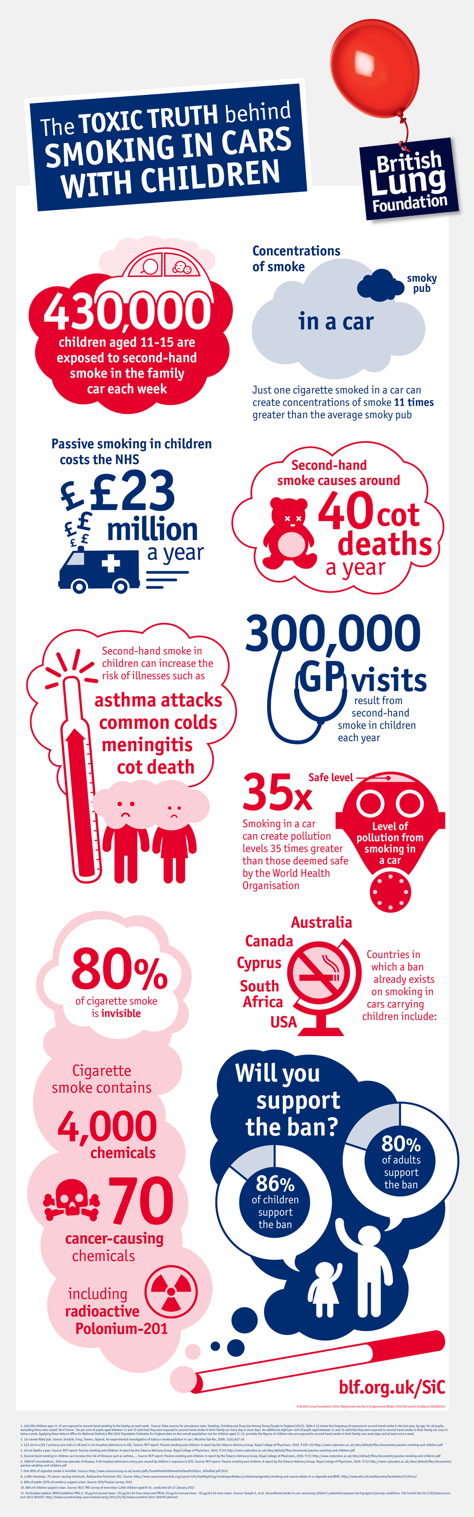 Smoking in cars campaign infographic